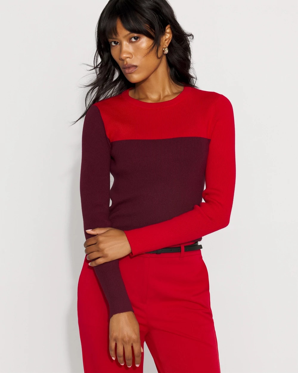 Square Colorblock Pullover Sweater | White House Black Market